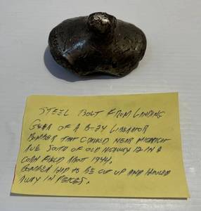 lot 98 image: Steel Bolt From A B-24 Liberator Bomber That Crashed (With Provenance)