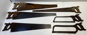 lot 105 image: Group Of Misc. Vintage Hand Saws