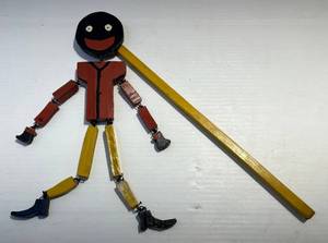 lot 128 image: Vintage Wooden Stick Puppet