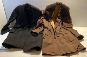 lot 142 image: Vintage Jackets 1 Wool 1 Canvas Sheepskin Lined Size M-L