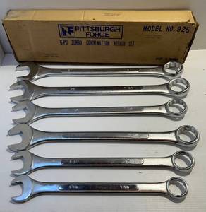 lot 187 image: 6 Pc. Pittsburgh Large Forged Alloy Steel Wrenches 1-38, 1-12, 1-58, 1-34, 2