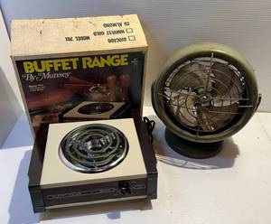 lot 228 image: Vintage Table Fan & Munsey Buffet Range