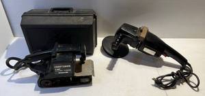 lot 232 image: Sears Craftsman 1 HP 3 Belt Sander & Wards 7 GrinderSander