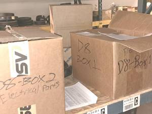 Lot of (2 Boxes) Misc. Electrical Parts - Relays, Fuses, Diodes, Brush Motors, Brush Sets, Transistors, Switches, Potentiometers, Capacitors