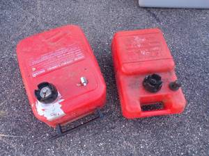 lot 68 image: Pair of Marine Gas tanks one metal one plastic