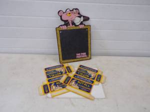 lot 32 image: Very RARE 1979 Pink Panther Chalkboard and unused Butter Boxes