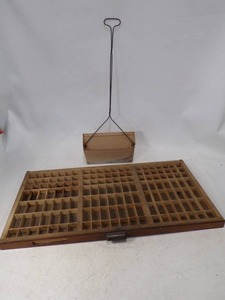 lot 33 image: Vintage Hamilton Type Setting Drawer and Vintage Dust Pan
