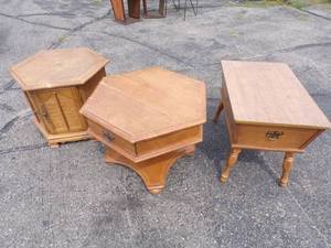lot 42 image: 3 Side Tables Great for Repurpose Project
