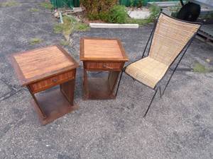 lot 48 image: 2 Unique Bamboo Side tables and Bamboo Chair