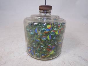 lot 40 image: Vintage Kerosene Jar FULL of Marbles