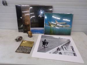 lot 79 image: Lot of Misc. Items included 2 Vintage Pencil Sharpeners Aero Space Pictures and Date Calander Stamps