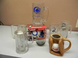 Collectable SPORTS MUGS AND GLASSES plus a MINI RIDDELL INDIANAPOLIS COLTS HELMET