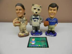 Kevin McHale, Crunch, and Katie Smith Timberwolves and Lynx BOBBLEHEADS and Kevin McHale Commemorative card -----See photos