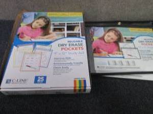 lot 362 image: Box of 25 Dry Erase Pockets, 10 Dif...