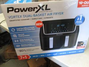 lot 47 image: PowerXL Vortex Dual-Basket 10-Qt. A...