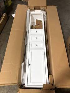 Home Decorators Collection Hampton Harbor 15 in. W x 10 in. D x 67-12 in. H Linen Cabinet in White  Customer Returns See Pictures