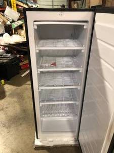 Frigidaire 6.5 cu. ft. Upright Freezer in VCM Stainless Steel Look Slightly Damaged Top Corner Customer Returns See Pictures