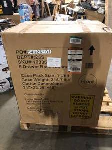 Husky Heavy Duty 18-Gauge Steel 5-Drawer Black Garage Base Cabinet    Customer Returns See Picture