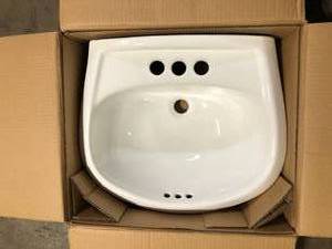 Glacier Bay Petite Aragon 8-38 in. Pedestal Sink Basin in White   Customer Returns See Picture
