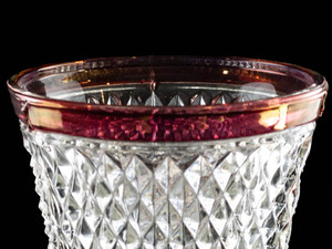 lot 33 image: Indiana Glass Diamond Ruby Point, Footed Urn No Lid Pattern Glass.