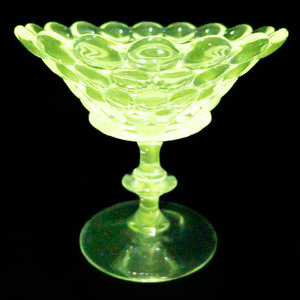 lot 48 image: Westmoreland Thousand Eye Clear, 5 Height Open Compote, Manganese Glass Pattern Glass.