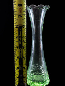 lot 81 image: Green Crackle Glass Vase 7 34in.