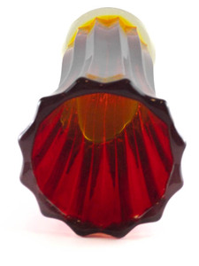 lot 103 image: Gorgeous Amberina (Ruby to Yellow) Pleated Panel Vase, 12 34in Pattern Glass.