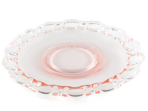 lot 143 image: Lancaster Open Work Pink 10in Cake Plate Pattern Glass.
