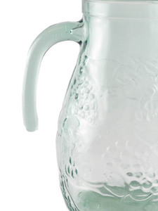 lot 144 image: Libbey Orchard Fruit Green 64oz Pitcher, 8 14in Pattern Glass.