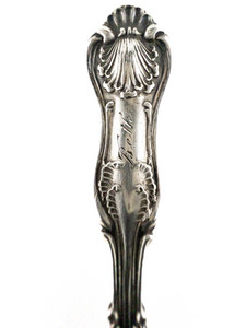lot 156 image: STERLING SILVER - Whiting Imperial Queen (1893) Olive Fork - Hand Engraved Beth 1902