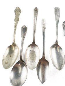 lot 199 image: Group of Nine Teaspoons and Fruit Spoons. Pattern Collectors Delight