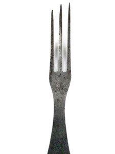 lot 153 image: ANTIQUE 1800s - Bone Handled, 3-Tine Fork Carbon Steel.