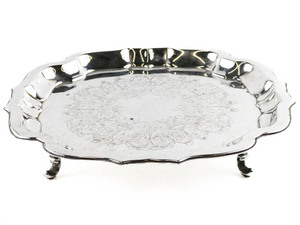 lot 209 image: WM A Rogers 10 Footed Tray Silver plate.