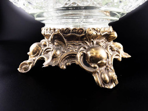 lot 218 image: Smith Glass Daisy and Button Clear (Punch Set), With Gold Color Metal Stand, 12 14in Wide Pattern Glass. 11 in high
