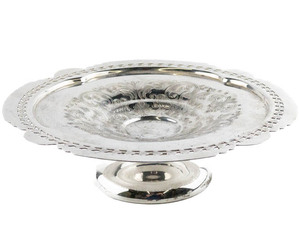 lot 222 image: Viking 9 34in Pedestal Dish with Pierced Border Silver plate. Good Condition. 2 34in high.