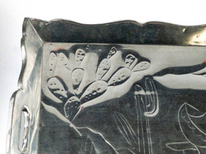 lot 233 image: VERY UNIQUE - Large Hand Crafted 24in Serving tray with Hand Impressed Design