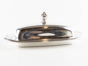 lot 57 image: Butter Dish Silverplate Hollowware.