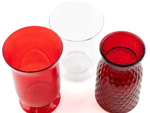lot 169 image: Group of three vases 7&8in. Two are flashed Ruby Red.