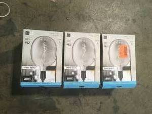 Lot of 3 Feit Electric 75-Watt Equivalent C53 Dimmable Curve Filament Oversized Clear Glass E26 Vintage Edison LED Light Bulb Daylight 5000K   Customer Returns See Pictures