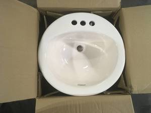 Glacier Bay Drop-In Bathroom Sink in Bone Customer Returns See Pictures