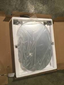 Delta Porter 26 in. x 23 in. Frameless Oval Bathroom Mirror with Beveled Edges in Oil Rubbed Bronze  Customer Returns See Pictures