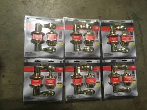 Lot of 4 Defiant Naples Polished Brass Keyed Entry Door Handle with Single Cylinder Deadbolt Combo Pack Customer Returns See Pictures