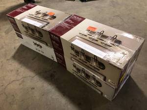 Lot of 4 Home Decorators Collection Georgina 24 in. 3-light Weathered Iron Industrial indoor vanity with Clear Seeded Glass Shades Customer Returns See Pictures