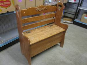 lot 152 image: (BS) Solid Wood Bench with Storage ...