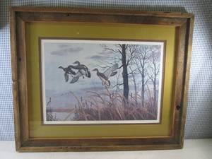 lot 160 image: (A-4) Barn Wood Framed Signed and N...