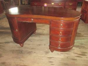 lot 287 image: (HDW) Oblong Wood Desk with 5-Drawe...