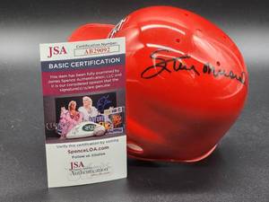 lot 12 image: St. Louis Cardinals HOFer Great Stan Musial Autographed Baseball Mini Helmet with COA