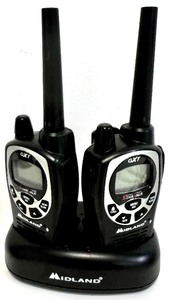 lot 61 image: 2 sets of 2 MIDLAND GXT WALKEE TALKIE Two-Way - Long Range Radios with Charging Bases.