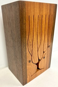 lot 76 image: Handcrafted Hardwood TIMBER TONGUE DRUM with Picture Tree