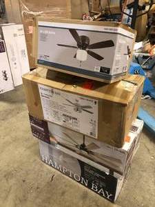 Lot of Assorted Ceiling Lighting Fans Various Sizes and Conditions Customer Returns See Pictures